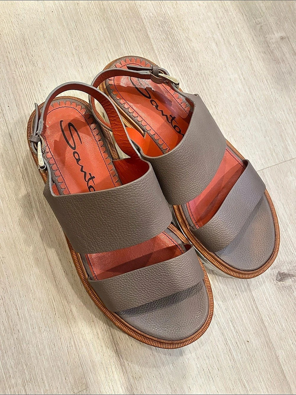 $1200 Santoni Lug Sandals Shoes 38 Italy